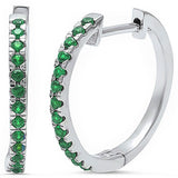 New Design 20mm Full Hoop Earrings Simulated Emerald Green CZ Solid 925 Sterling Silver