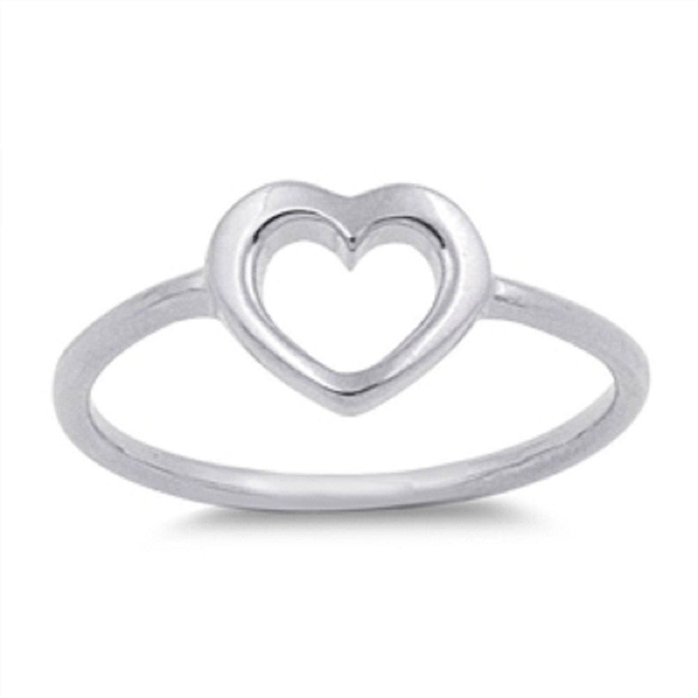 Cute Baby Ring Open Heart Solid 925 Sterling Silver Simple Plain Heart Ring Excellent Good Luck For Baby Girl Lady Cute Jewelry Gift - Blue Apple Jewelry