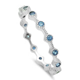 Dainty 2MM Stackable Band Rhodium 925 Sterling Silver Blue Aquamarine CZ Full Eternity Wedding Engagement Anniversary Ring Size 4-10 - Blue Apple Jewelry