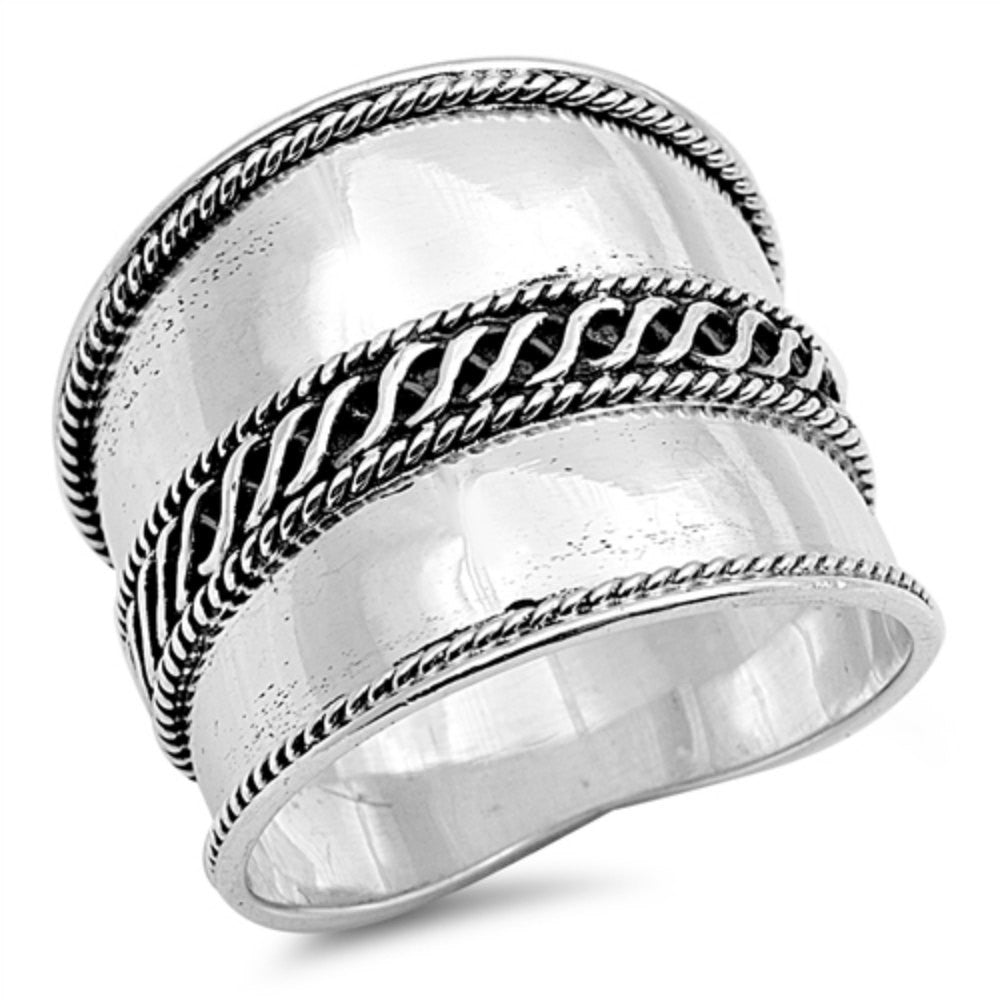 Silver Ring Large Sterling Silver 925 Bali Style Ring - Women's Wide Band, Sizes 5-12, 22mm Width (Sac Silver) Silver Rings Bulk - Foto 6