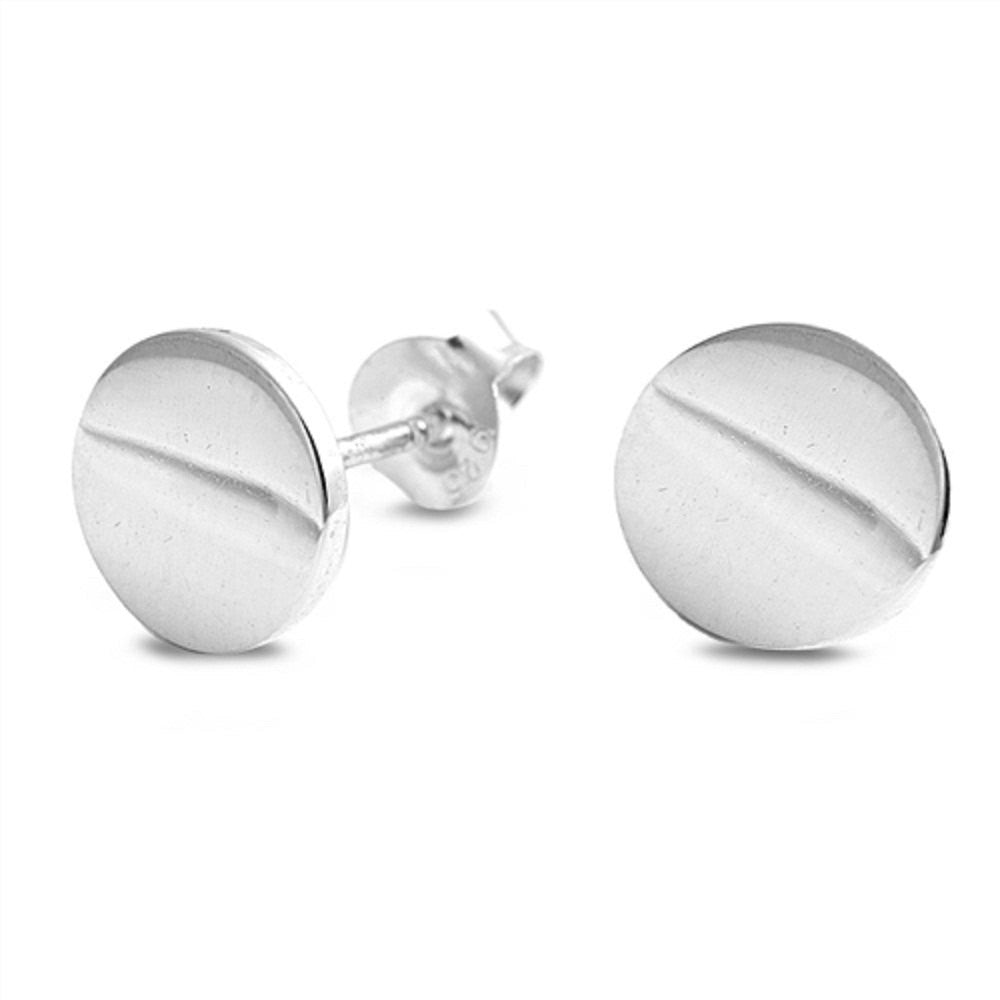 8mm Stud Post Earrings Concave  Half Ball High Polish Round Solid 925 Sterling Silver Flat Shiny Dome Bling Unisex gift - Blue Apple Jewelry