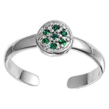 Toe Ring 925 Sterling Silver Round Emerald CZ 6mm