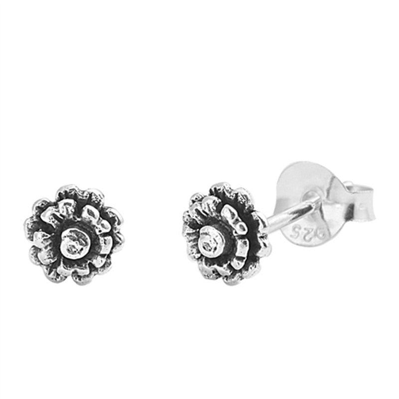 Simple Petite 5mm Small Tiny Cute Pair of Flower Stud Post Earrings Solid 925 Sterling Silver Flower Earrings Cartilage Piercing Kids Gift