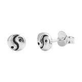 Simple Petite 5mm Small Tiny Cute Pair of Yin Yang Stud Post Earrings Solid 925 Sterling Silver Yin Earrings Cartilage Piercing Kids Gift