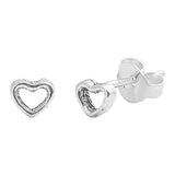 Simple Petite 5mm Small Tiny Cute Pair of Open Heart Stud Post Earrings Solid 925 Sterling Silver Earrings Cartilage Piercing Kids Gift - Blue Apple Jewelry