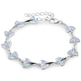White Opal Fishy Whale Tail Bracelet Solid 925 Sterling Silver 8.5