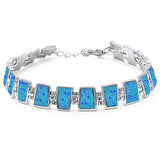 New Design Blue Opal Rectangle Bracelet Blue Opal Solid 925 Sterling Silver 9" Lab Blue Opal Bracelet Every Day Blue Opal Bracelet - Blue Apple Jewelry