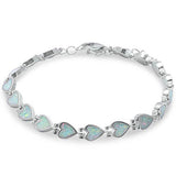 9" Heart Bracelet Lab White Opal Hearts Solid 925 Sterling Silver Heart Tennis Bracelet Valentines Gift - Blue Apple Jewelry