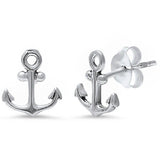 Tiny 9mm Solid 925 Sterling Silver Anchor Cartilage Piercing Earrings Anchor Stud Post Earring Ocean Nautical Anchor Jewelry Cute Gift!