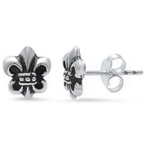 Oxidized Tiny 8mm Solid 925 Sterling Silver Fleur De Lis Stud Post Earring Cartilage Piercing Earrings Fleur De Lis Earring