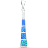 1.5" Bar Pendant New Trend Fashion Solid 925 Sterling Silver Lab Blue Opal Bar - Blue Apple Jewelry