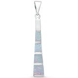 1.5" Bar Pendant New Trend Fashion Solid 925 Sterling Silver Lab White Opal Bar - Blue Apple Jewelry