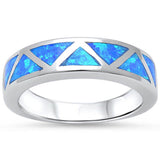 5mm Half Eternity Solid 925 Sterling Silver Lab Created Blue Opal Inlay Ladies Wedding Engagement Anniversary Band Ring Excellent Gift
