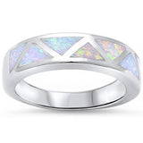 5mm Half Eternity Solid 925 Sterling Silver Lab Created White Opal Inlay Ladies Wedding Engagement Anniversary Band Ring Excellent Gift - Blue Apple Jewelry