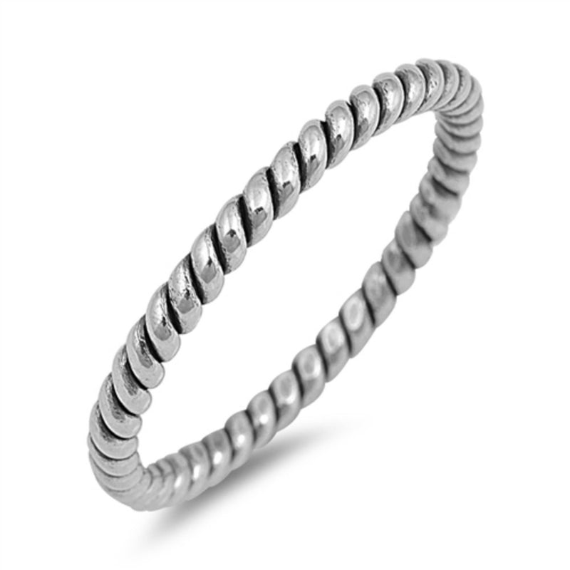 2mm Twisted Rope Braided Band Ring Men Women Unisex Band Ring Solid 925 Sterling Silver His Her Wedding Band Ring - Blue Apple Jewelry