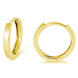 13mm Hoop Huggie Simple Plain Earring Solid Yellow Gold 925 Sterling Silver Hoop Huggies Earrings Adults Kids Gift Huggies Hoops