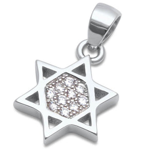 Jewish Star of David Pendant Solid 925 Sterling Silver With Mico Pave Clear Diamond CZ Judaism Charm perfect for Necklace Star of david