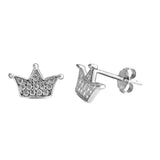 8mm Trendy Crown Stud Earring Solid 925 Sterling Silver Bling Pave Sparkling Simulated Diamond CZ Cute Crown Earring King Crown Fashion Gift