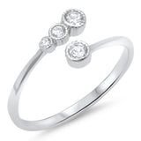 Fashion Bypass Wrap CZ Ring Solid 925 Sterling Silver Round Diamond CZ Trendy Ring - Blue Apple Jewelry