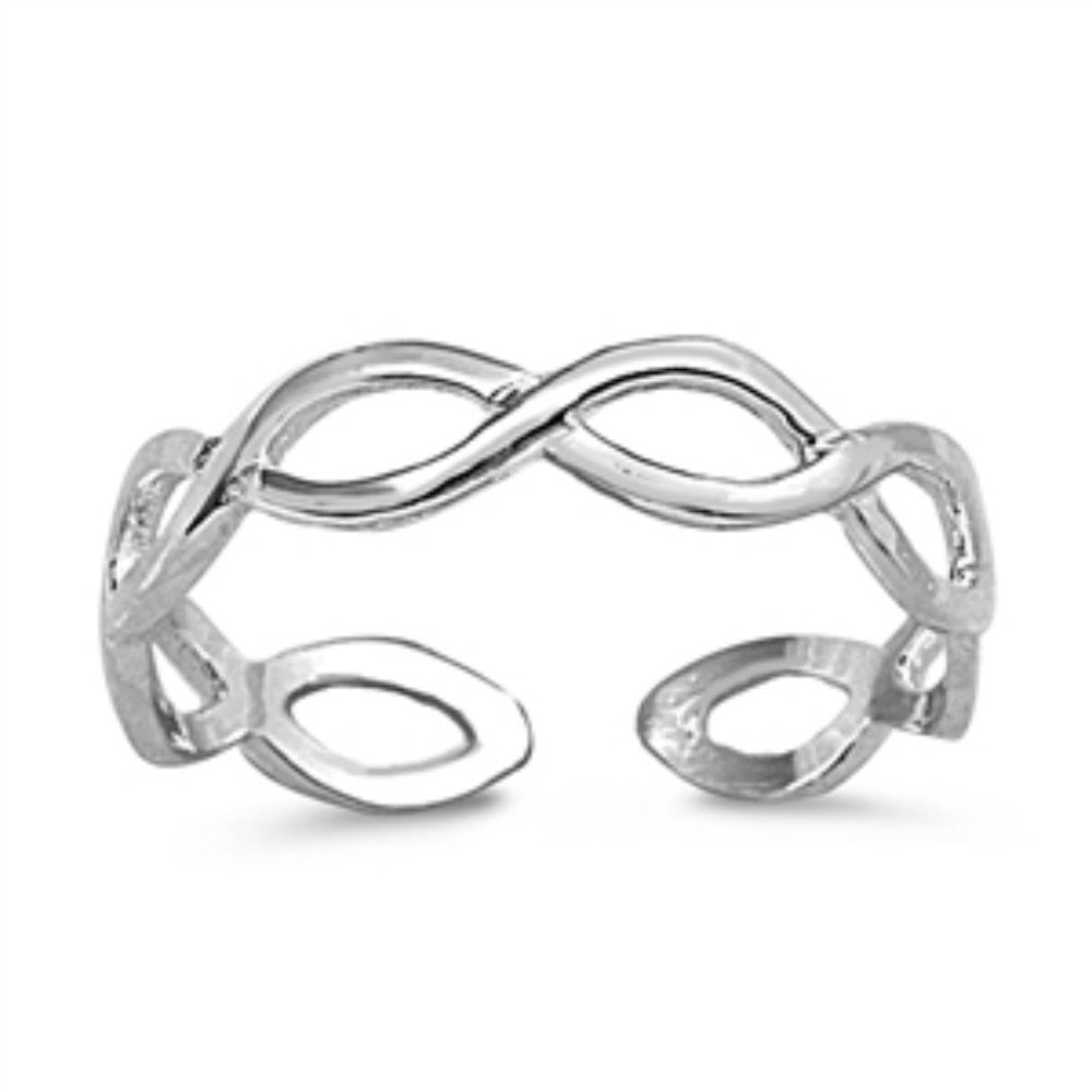 Silver Toe Ring Solid 925 Sterling Silver Braided Infinity Twisted 3mm Braided Twisted Toe Ring Braided Band