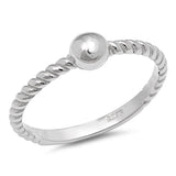 Ball Ring Solid 925 Sterling Silver High Polish Ball Simple Plain Ring Everyday Fashion Trendy Ring Cable Shank Braided Twisted Band