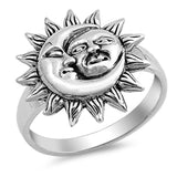 Sun and Moon Ring Oxidize 925 Sterling Silver