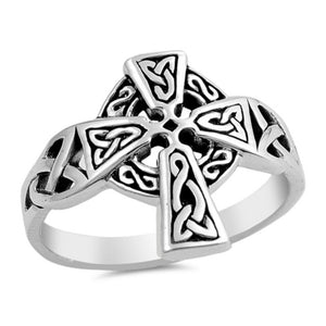 Celtic Cross Ring Solid 925 Sterling Silver Antique Finish Design Oxidized Cross Ring Christianity Catholicism Cross Jewelry Religious Gift - Blue Apple Jewelry