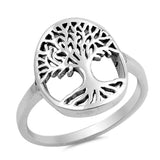 17mm Oval Oxidized Tree of Life Ring Solid 925 Sterling Silver