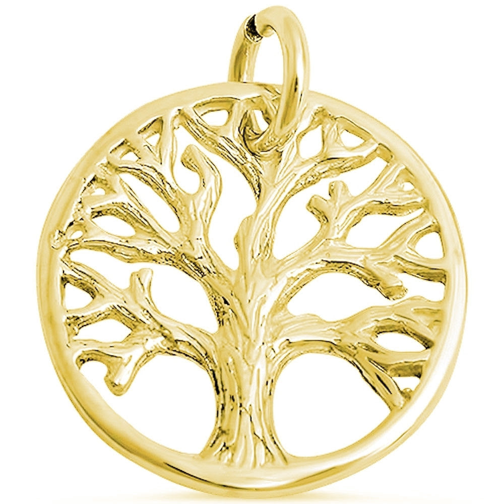 Round 14K Gold Tree of Life Pendant Necklace, Jewelry