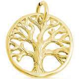 Yellow Gold Solid 925 Sterling Silver 14mm Round Tree Of Life Pendant Charm For Necklace Tree of Life Jewelry Collection Spiritual Gift