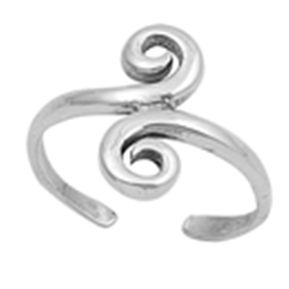 14mm Spiral Wire Plain Ring in Solid 925 Sterling Silver free size Fashion Toe Ring Gift - Blue Apple Jewelry