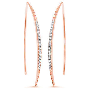 35mm Threader Hoop Earrings Pink Rose Gold Solid 925 Sterling Silver Micro Pave Round White Clear CZ Half Eternity Hoop Earring April Stone - Blue Apple Jewelry