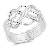 6 Band Crisscross Crossover Ring 12mm Band Width Solid 925 Sterling Silver Plain Simple Band Ring Brother and Siter Gift