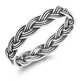 4mm Twisted Rope Braided Band Ring Black Oxidized Men Women Band Ring Solid 925 Sterling Silver His Her Wedding Anniversary Band Ring - Blue Apple Jewelry