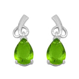 Abstract Heart Bridesmaid Dangling Fancy Earrings Tear Drop Pear Cut Green Peridot CZ 925 Sterling Silver (21 mm)