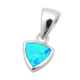 3D Pendant Trillion Shape Pendant Charm Solid 925 Sterling Silver Solitaire Lab Blue Opal Triangle Pendant - Blue Apple Jewelry