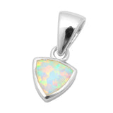 3D Pendant Trillion Shape Pendant Charm Solid 925 Sterling Silver Solitaire Lab White Opal Triangle Pendant - Blue Apple Jewelry