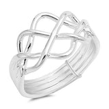 4 Band Crossover Crisscross Ring 12mm Band Width Solid 925 Sterling Silver Plain Simple Band Ring Brother and Siter Gift