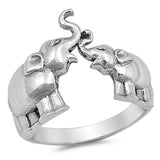 Lucky Trunk Up Elephant Solid 925 Sterling Silver 5mm Elephant Ring Band Plain Simple Band Ring