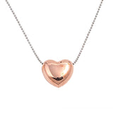 Rose Gold Heart Necklace Solid 925 Sterling Silver Beaded Chain Simple Plain Valentines Charm Pendant Necklace Promise Love Gift