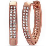 New Design 20mm Hoop Earrings Rose Gold Solid 925 Sterling Silver Micro Pave Round White Clear CZ Full Eternity