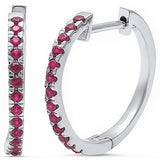 New Design 20mm Full Hoop Earrings Simulated Red Ruby CZ Solid 925 Sterling Silver