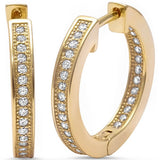18mm Full Hoop Earrings Yellow Gold, Simulated CZ Solid 925 Sterling Silver