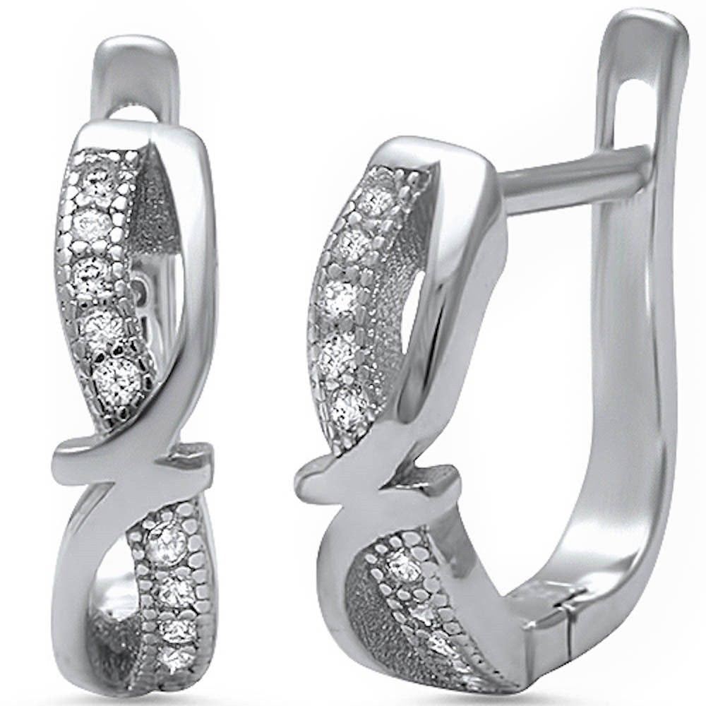 14mm Infinity Knot Huggies Hoop Earrings Solid 925 Sterling Silver Hoop Round Cut Clear Diamond CZ Hoop Huggies Earrings Kids Gift - Blue Apple Jewelry