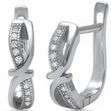 Infinity Knot Huggies Hoop Earrings Simulated CZ Solid 925 Sterling Silver