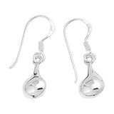 Cute Tear Design Dangle Drop Fish Hook Earrings Solid 925 Sterling Silver (13mm)