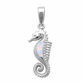 Seahorse Pendant 925 Sterling Silver Created Opal Sea Horse Choose Color