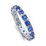 3mm Princess Cut Full Eternity Simulated CZ Band 925 Sterling Silver